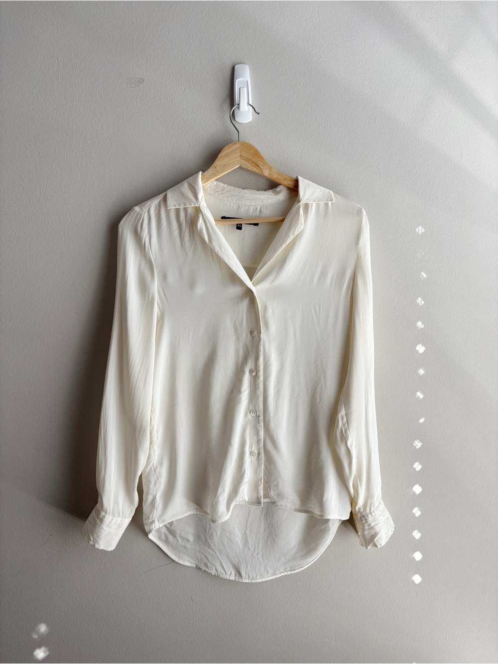 Quince Washable Silk Cream Button-Up Blouse - Women